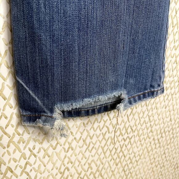 American Eagle Hipster Fit Skinny Flare Embroidered Ripped Blue Denim Size 8 - Picture 11 of 12